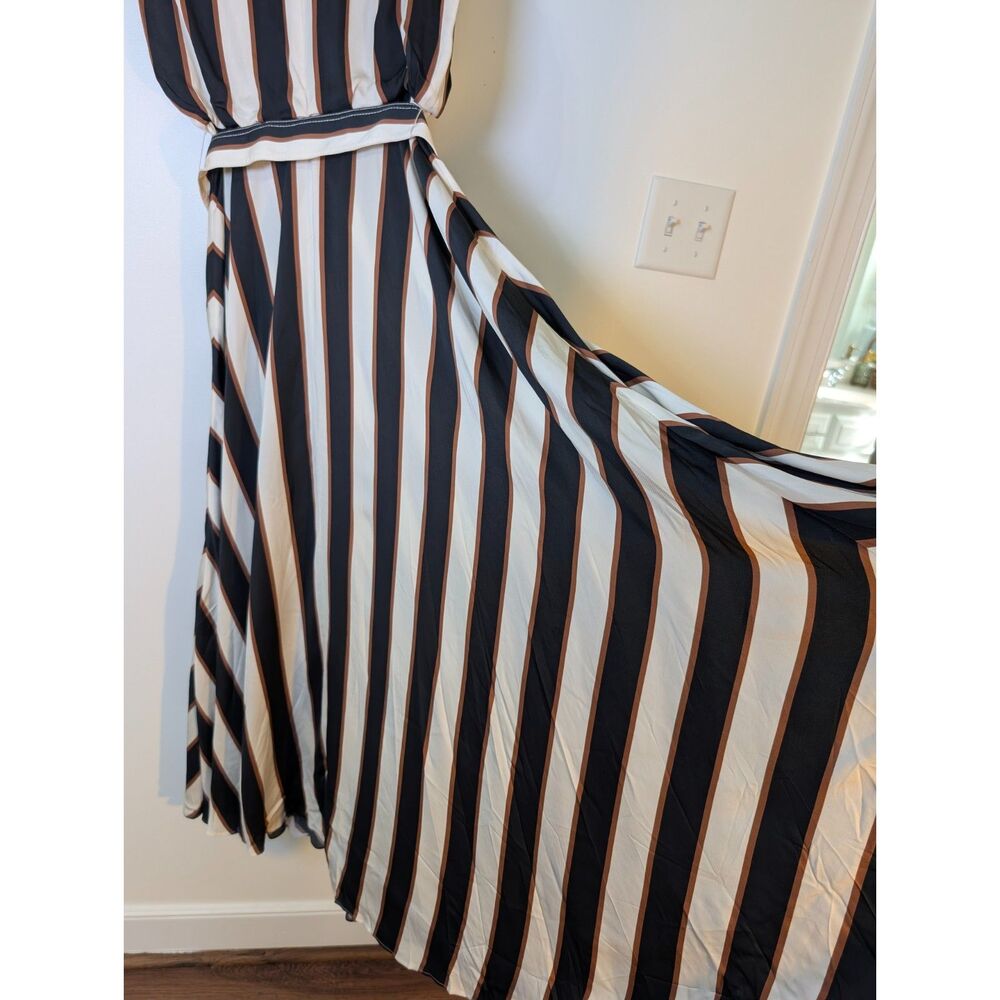 Lafayette 148 New York Striped Maxi Dress Size 2 Belted Sleeveless Viscose NWT - Picture 3 of 10